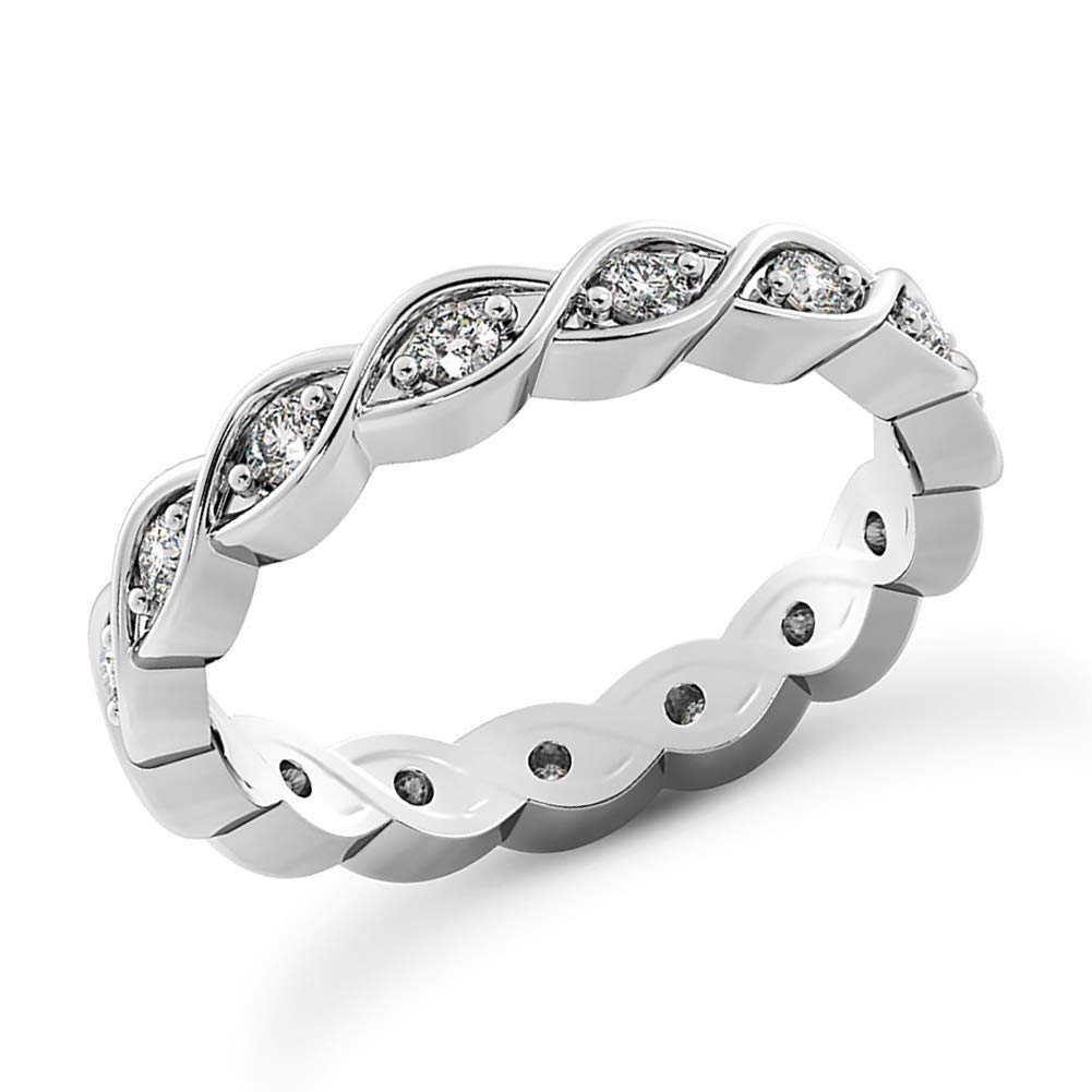 1.46 ct Round Cut Diamond Eternity Wedding Band Ring (Color G Clarity SI-1) in Platinum
