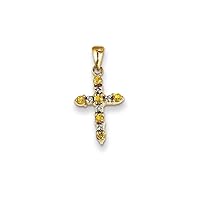 14k Yellow Gold Citrine and Diamond Religious Faith Cross Pendant Necklace Measures 21.8x11.3mm Jewelry for Women