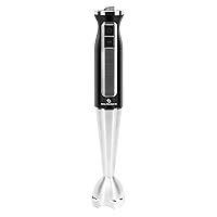 Multi Purpose Immersion Hand Blender Stick, Mixer, Chopper, 500W Turbo 8-Speed, Shake with Easy Grip Handle, Stainless Steel Blades for Smoothies, Puree Baby Food, Sauce and Soup, Black