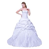 Women's Strapless Silver Embroidery Taffeta Bridal Dresses Wedding Gowns