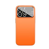 Matte Phone Case, Glass Lens Protector Cover for iPhone 14 13 12 Pro Max Plus, Ultra-Thin and Lightweight Soft Skin Feel Shockproof Shell, Dust Hole - Unique Appearance(Orange,14 Plus)