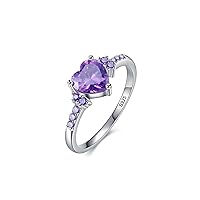 10K 14K 18K Gold Natural Amethyst Engagement Rings for Women Purple Amethyst Ring with Moissanite Wedding Promise Anniversary Ring for Her
