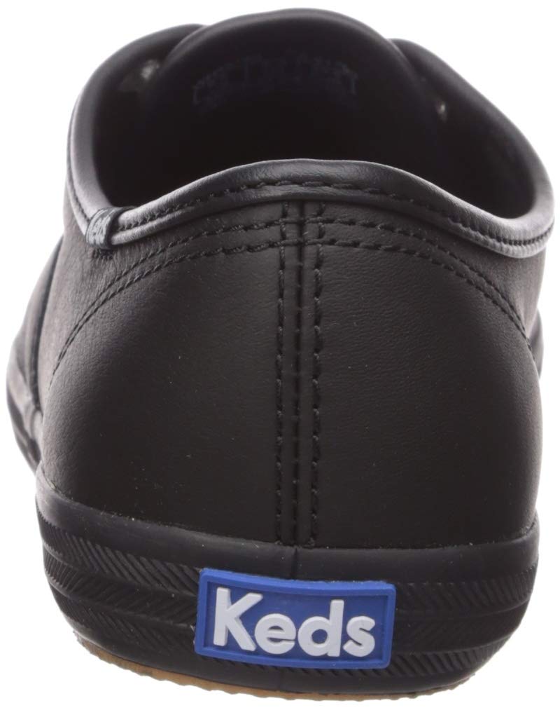 Keds Keds Champion Leather Lace Up, Sneaker Womens, Black/Black Leather, 11 Narrow