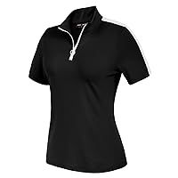 JACK SMITH Womens Short Sleeve Golf Shirt Moisture Wicking Sport Polo Shirt Zip Up Sun Protection Athletic Tops S-XXL
