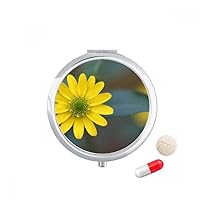 Yellow Flowers Green Chrysanthemum Pill Case Pocket Medicine Storage Box Container Dispenser
