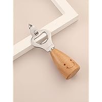 1pc Multifunction Wooden Handle Can Opener