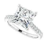 JEWELERYIUM 3 CT Princess Cut Colorless Moissanite Engagement Ring, Wedding/Bridal Ring Set, Halo Style, Solid Sterling Silver, Anniversary Bridal Jewelry, Amazing Rings For Wife