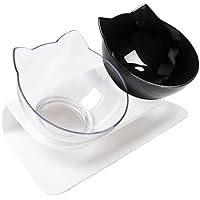 Skrtuan Cat Bowls Cat Dog Food Bowls, Creative Non-Slip Base Double Bowl Dog Bowl Cat Bowl for Food Water with Raised Stand, 15° Tilted Pet Bowl Stress-Free Suit for Dogs Cats Rabbits