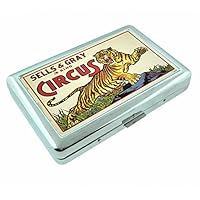 Metal Silver Cigarette Case Vintage Poster D-195 Sells & Gray 3 Ring Circus