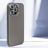 Luxury Leather Magnetic Phone Case for iPhone 15 15Pro 15ProMax Wireless Charge Shell for 14Pro 14ProMax Phone Cover,Grey,for iPhone 14 ProMax
