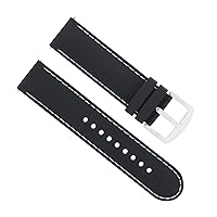 Ewatchparts 22MM SOFT RUBBER DIVER WATCH BAND STRAP FOR FOSSIL WATCH BLACK WHITE STITCH
