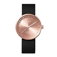 D38 Tube Watch | Rose Gold/Black Leather Watch Band