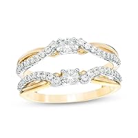 1/2 Cttw Diamond Crossover Solitaire Enhancer Ring Wrap in 10K Two-Tone Gold (0.50 Ct, I-I2) Diamond Guard Ring