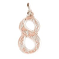 Solid 14K Rose Gold Number Eight, 8 Pendant - 19 mm