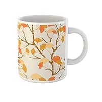 Coffee Mug Orange Pattern Autumn Ginkgo Leaves Fall Tree Modern Season 11 Oz Ceramic Tea Cup Mugs Best Gift Or Souvenir For Family Friends Coworkers