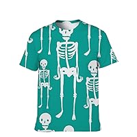Mens Cool-Tees Funny-Graphic T-Shirt Novelty-Vintage Short-Sleeve Crazy Skull Hip Hop: Boys Lightweight Slim Top Father Gift