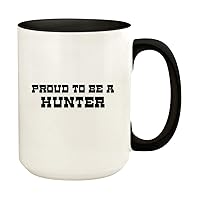 Proud To Be A Hunter - 15oz Ceramic Colored Handle and Inside Coffee Mug Cup, Black