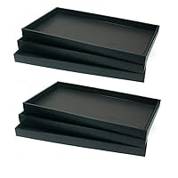 New 888 Display USA 6-Piece 1-Inch Deep Black Full Size Plastic Stackable Jewelry Tray 14 3/4