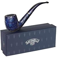 Alligator Savinelli Pipe - Briar Tobacco Pipe, Italian Artisan Pipe, Handmade Tobacco Pipe, Small Lightweight & Hand Crafted Wooden Tobacco Pipes, 6mm, Blue, 606 KS