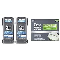 DOVE MEN + CARE Antiperspirant Deodorant Stick Clean Comfort Twin Pack 72-Hour & Bar 3 in 1 Cleanser for Body, Face, and Shaving to Clean and Hydrate Skin