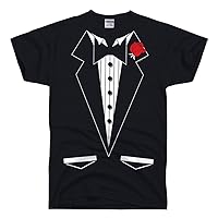 Black Tuxedo T Shirts for Men - Tux Tshirt, Bachelor Party Shirt, 80s Prom Outfit for Men Women, Funny Wedding Suit T-Shirt