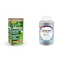 GoodSense All Day Allergy, Compare to Zyrtec, Cetirizine Hydrochloride Tablets, 10 mg & Centrum Silver Men's 50+ Multivitamin with Vitamin D3, B-Vitamins, Zinc for Memory