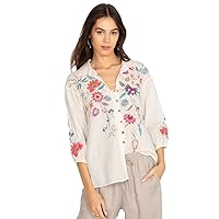 Johnny Was Womens Phoebe Button Front Easy Blouse, L Multi-Colored