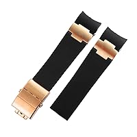 for Ulysse Nardin Silicone Rubber Watch Band 263 Diver Curved End Strap 22mm Waterproof Belt Watch Bracelets (Color : B Black Rose Gold, Size : 22mm)