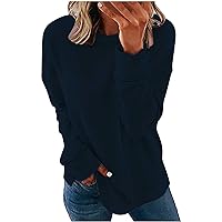 Sweatshirts for Women Crewneck Long Sleeve Shirts Tunic Tops Fall Fashion Casual Solid Pullover Loose Fitting Blouse