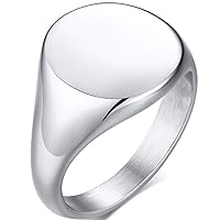 Jude Jewelers Stainless Steel Classical Simple Plain Round Signet Style Pinky Wedding Statement Promise Anniversary Ring