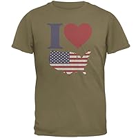 4th of July I Heart Love America Halftone Mens T Shirt Prairie Dust 2XL