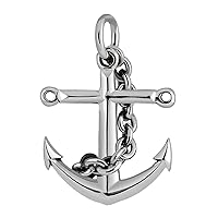 Retro Nautical Anchor Pendant Solid 925 Sterling Silver Marine Anchor Cross Pendant Jewelry for Men Women