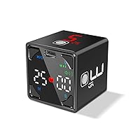 Cube Pomodoro Timer, Productivity Timer, Pause & Resume, Mute, Vibration & Adjustable Sound Alert, for Task, Work, ADHD, ADD, Meeting, 1/3/5/10/15/25/45/60min & Custom Countdown - Black