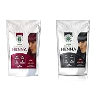 Black Natural Hair Dye Color Bundle With Burgundy Color | 100% Pure Henna Powder, Hair Dye | 100 Grams / 3.5 ounces EACH | Henna Cosmetics