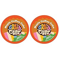 Crazy Cup Decaf Flavored Coffee Pods, Decaffeinated Maple Coffee Cake Single Serve Coffee Cups for K Cup Keurig Machines, Brew Hot or Iced, 22 Count (Pack of 2)
