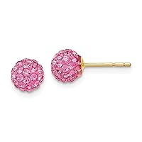 14k Yellow Gold Polished Rose Crystal 6mm Post Earrings Measures 6x6mm Wide Jewelry for Women