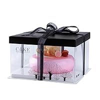 Restaurantware Sweet Vision 10 Inx8.25 In Transparent Cake Boxes,10 Black Lid Clear Cake Boxes-Grease Resistant Base,Black Ribbon,Clear Plastic Birthday Cake Boxes,Tree Accent,For Weddings, Birthdays
