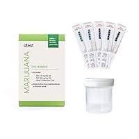 (5-Test Strips + Cup) THC Home Tests for 50 ng/mL (3 Strips) and 15 ng/mL (2 Strips)