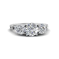 Choose Your Gemstone Classic Basket 3 Stone Diamond CZ Ring sterling silver Round Shape Side Stone Engagement Rings Matching Jewelry Wedding Jewelry Easy to Wear Gifts US Size 4 to 12