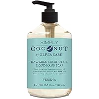 Olivia Care Liquid Hand Soap Verbena & Coconut. All Natural - Cleansing, Germ-Fighting, Moisturizing Hand Wash for Kitchen & Bathroom - Gentle, Mild & Natural Scented - 18.5 OZ