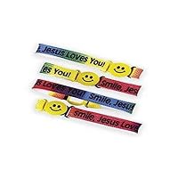 Fun Express Vibrant Smile, Jesus Loves You! Friendship Nylon Bracelets - 8.25