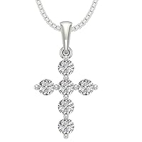 Creative jewels20 2.00 CT Round Cut Diamond Cross Women's Wedding Pendant Necklace 14k White Gold Finish 18