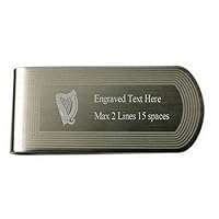 Irish Harp Money Clip Engraved Own Text with Message Box