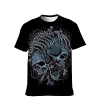 Unisex T-Shirt Novelty-Graphic Cool-Tees Funny-Vintage Short-Sleeve Hip Hop: Sugar Skull Print Pattern Clothing Stylish Gift