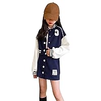 Toddler Girl Outfits, 3-15 Years Children Girls Long Sleeve Patchwork Baseball Coat Jacket Patchwork Skirt Outfit Set