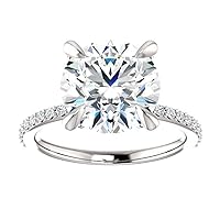Siyaa Gems 4 CT Round Cut Colorless Moissanite Engagement Ring Wedding Birdal Ring Diamond Rings Anniversary Solitaire Halo Accented Promise Vintage Antique Gold Silver Ring Gift