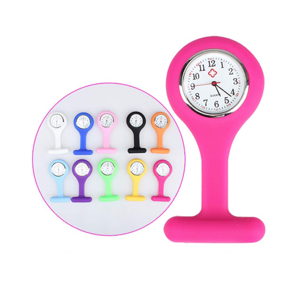 Fob Watches for Nurses, 10 Pcs/Set Clip on Nurse Watches for Women Men, Unisex Portable Silicone Clip-on Quartz Watches with Second Hand for Doctor