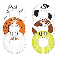 C47 Sports Baby Closet Size Dividers Boy Set of 6 Fits 1.25 Inch Rod