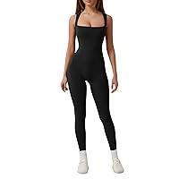 QINSEN Jumpsuit for Women Strappy Square Neck Full Length Leggings Bodycon Onesie Rompers