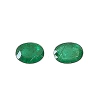 TGSC 2.42 Ct 100% Natural Luster Pair Emerald Oval Shape Size 8x6 mm Cut Faceted Loose Gemstone For Jewelry - Eye Clean (Transparent) Emerald
